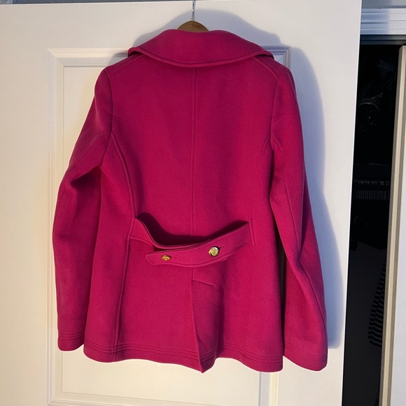 J Crew bright pink Pea Coat size 10 tall - Picture 2 of 4